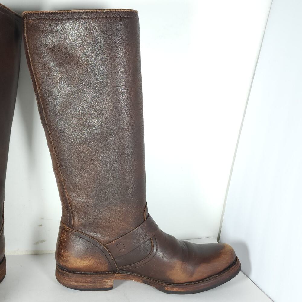 Frye Women's Veronica Slouch US 7,5B Brown Distressed Leather Engineer Boots - Picture 5 of 16